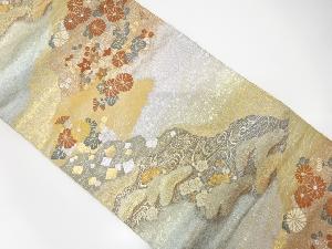 道長取りに松梅・菊模様織出し袋帯